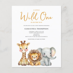 Prospectus 11,4 Cm X 14,2 Cm Invitation pour Baby Shower Budget Wild One Safari