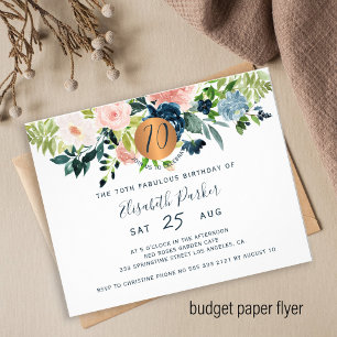 Prospectus 11,4 Cm X 14,2 Cm Invitation pour la fête d'anniversaire florale 70