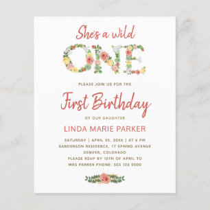 Prospectus 11,4 Cm X 14,2 Cm Invitation pour la fête du 1er anniversaire d'une
