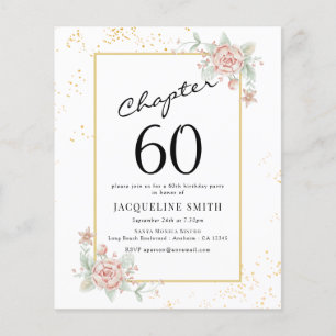 Prospectus 11,4 Cm X 14,2 Cm Invitation pour les 60 ans avec fleurs à petit bud