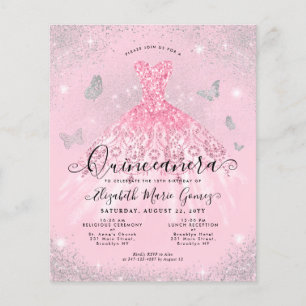 Prospectus 11,4 Cm X 14,2 Cm Invitation Quinceanera rose rose pâle et bon march