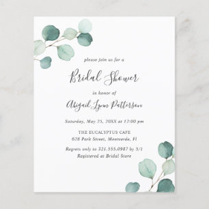Prospectus 11,4 Cm X 14,2 Cm Invitation simple Eucalyptus Budget Douche nuptial