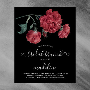 Prospectus 11,4 Cm X 14,2 Cm Invitation vintage Black Floral Bridal Brunch