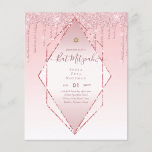 Prospectus 11,4 Cm X 14,2 Cm Invitations BAT MITZVAH brillants Parties scintill