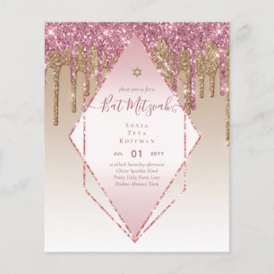 Prospectus 11,4 Cm X 14,2 Cm Invitations BAT MITZVAH brillants Parties scintill