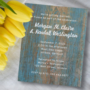 Prospectus 11,4 Cm X 14,2 Cm Invitations budgétaires des Mariages en bois bleu
