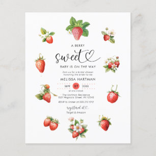 Prospectus 11,4 Cm X 14,2 Cm Invitations de Baby shower sucré aux fraises budgé