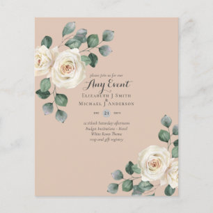 Prospectus 11,4 Cm X 14,2 Cm INVITATIONS DE BUDGET - TOUT ÉVÉNEMENT - Roses Bla
