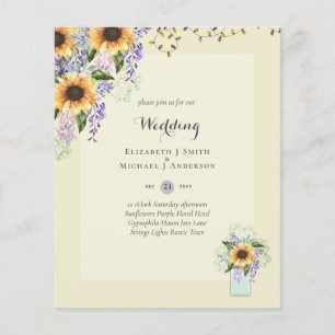 Prospectus 11,4 Cm X 14,2 Cm INVITATIONS DE MARIAGE À PETIT BUDGET - Tournesols