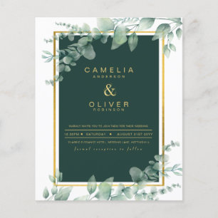 Prospectus 11,4 Cm X 14,2 Cm Invitations de mariage Eucalyptus Emerald Green Go