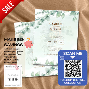Prospectus 11,4 Cm X 14,2 Cm Invitations de mariage Feuilles Eucalyptus Digital