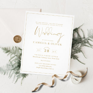 Prospectus 11,4 Cm X 14,2 Cm Invitations de mariage les moins chères Classic Wh