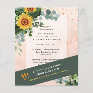 Prospectus 11,4 Cm X 14,2 Cm INVITATIONS DE MARIAGE MOINS CHER FLEUVES DE Solei
