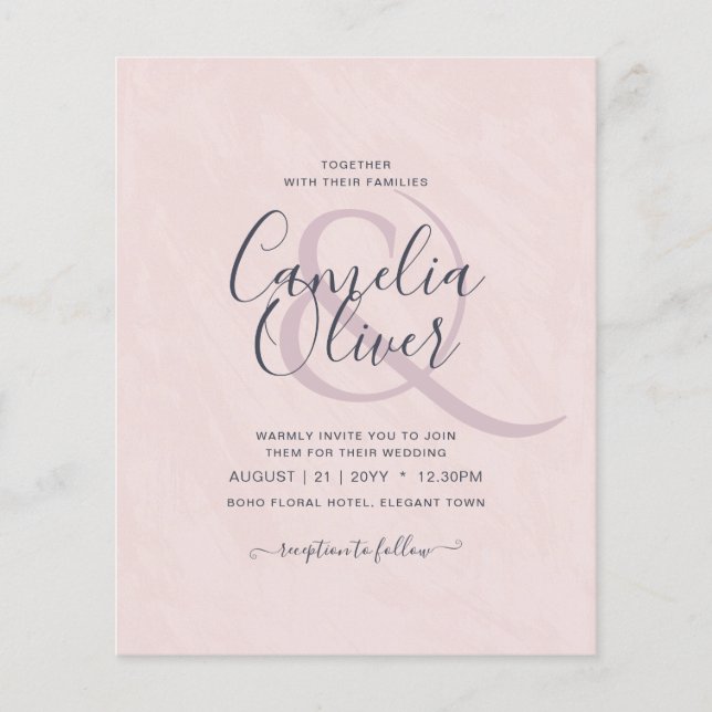 Prospectus 11,4 Cm X 14,2 Cm Invitations de mariage rose poussiéreux Budget mod (Devant)