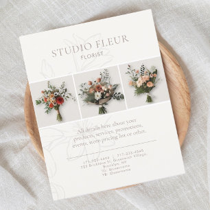 Prospectus 11,4 Cm X 14,2 Cm Ivoire   Photo simple Floral Business Marketing