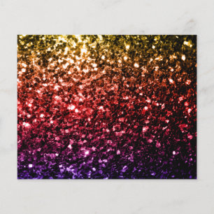 Prospectus 11,4 Cm X 14,2 Cm Jaune rouge violet faux paillettes scintillent