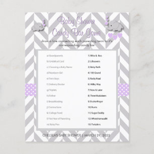 Prospectus 11,4 Cm X 14,2 Cm Jeu Baby shower Eléphant violet et gris