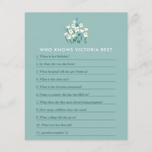 Prospectus 11,4 Cm X 14,2 Cm Jeu de baby shower avec des fleurs de marguerite b