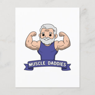 Prospectus 11,4 Cm X 14,2 Cm Joli Kawaii Muscle Daddy Barbu Bodybuilder