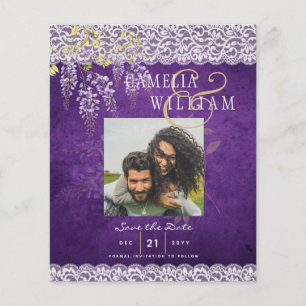 Prospectus 11,4 Cm X 14,2 Cm Joli Mariage de dentelle WISTERIA violet rustique