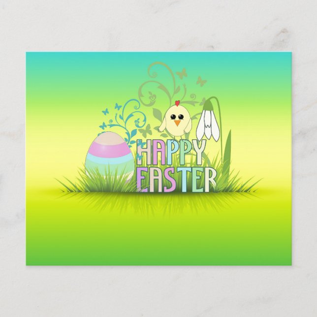 Prospectus 11,4 Cm X 14,2 Cm Joli oeuf de Pâques, poussin et neige coloré (Devant)