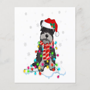 Prospectus 11,4 Cm X 14,2 Cm Joli Schnauzer Feux de Noël avec Santa Hat