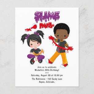 Prospectus 11,4 Cm X 14,2 Cm Jote Slime Party Invitation d'anniversaire