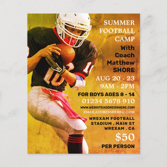 Prospectus 11,4 Cm X 14,2 Cm Joueur de football, Camp de football Circulaire pu (Devant)