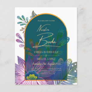 Prospectus 11,4 Cm X 14,2 Cm Joyau Tones Turquoise Maroon Gold Wedding Invitati