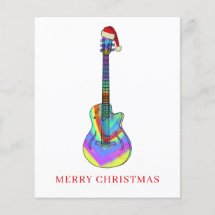 Prospectus 11,4 Cm X 14,2 Cm Joyeuse guitare de Noël budget coloré