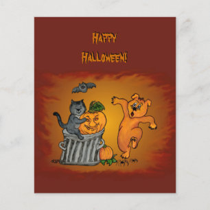 Prospectus 11,4 Cm X 14,2 Cm Joyeux Halloween ! Chien et araignée de chauve-sou