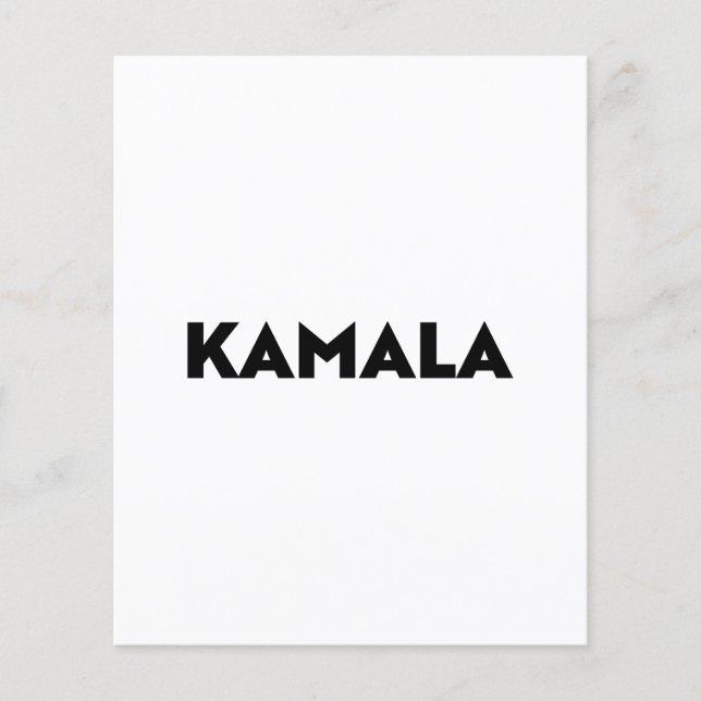 Prospectus 11,4 Cm X 14,2 Cm Kamala typographie moderne minimaliste noir blanc (Devant)
