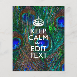 Prospectus 11,4 Cm X 14,2 Cm Keep Calm And Your Text on Peacock Feathers