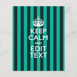 Prospectus 11,4 Cm X 14,2 Cm KEEP CALME personnalisé Votre texte en bandes turq