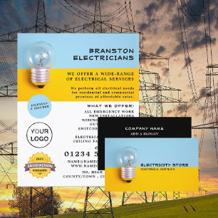 Prospectus 11,4 Cm X 14,2 Cm Large Lightbulb, Electrician Advertising