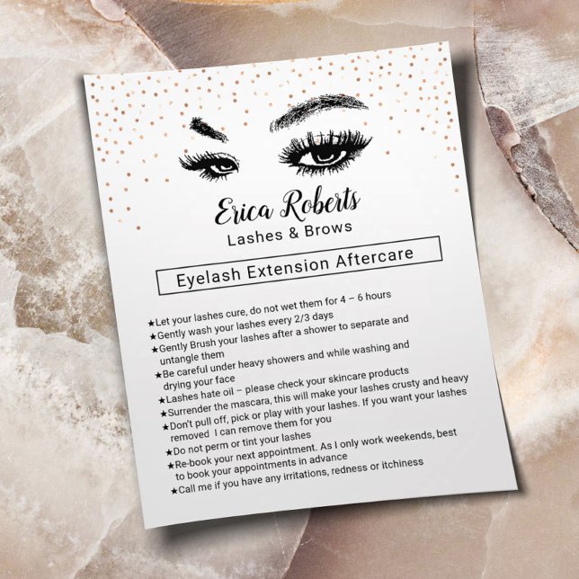Prospectus 11,4 Cm X 14,2 Cm Lashes & Brows Eyelash Instruction de suivi (Créateur téléchargé)