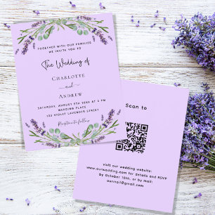 Prospectus 11,4 Cm X 14,2 Cm Lavande violet code QR budget faire-part de mariag