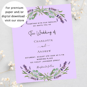 Prospectus 11,4 Cm X 14,2 Cm Lavande violet faire-part de mariage à petit budge