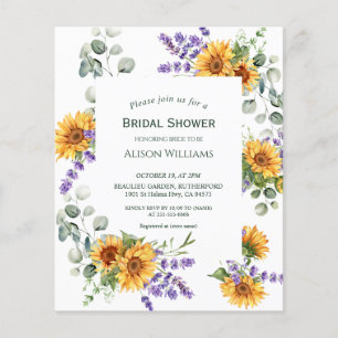 Prospectus 11,4 Cm X 14,2 Cm Lavender Sunflower Budget Douche nuptiale invitati