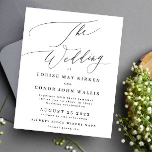 Prospectus 11,4 Cm X 14,2 Cm Le budget Mariage noir sur blanc Elegant Invitatio