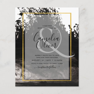 Prospectus 11,4 Cm X 14,2 Cm LeahG Black Gold INK Mariage Abstrait Invitation
