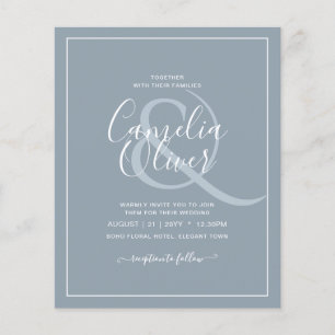 Prospectus 11,4 Cm X 14,2 Cm LeahG Dusty Blue Monochrome Mariage Inviter
