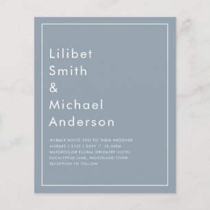 Prospectus 11,4 Cm X 14,2 Cm LeahG Dusty Blue Monochrome Mariage Inviter