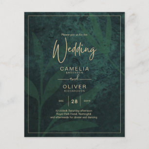 Prospectus 11,4 Cm X 14,2 Cm LeahG Emerald Forest Green Gold Wedding Invitation
