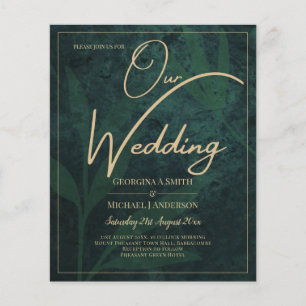 Prospectus 11,4 Cm X 14,2 Cm LeahG Emerald Forest Green Gold Wedding Invitation