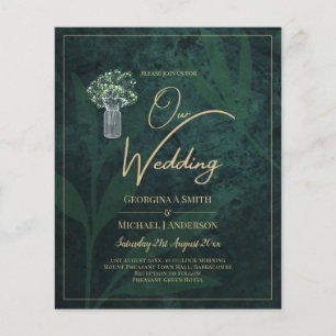Prospectus 11,4 Cm X 14,2 Cm LeahG Emerald Forest Green Wedding INVITE