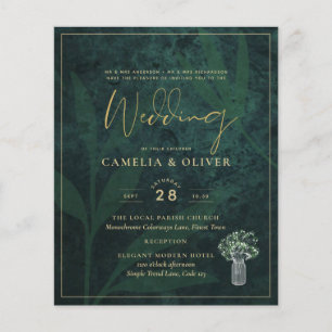 Prospectus 11,4 Cm X 14,2 Cm LeahG Emerald Forest Green Wedding INVITE