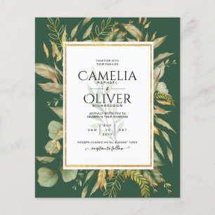 Prospectus 11,4 Cm X 14,2 Cm LeahG Emerald Green Greenery Mariage Invitation
