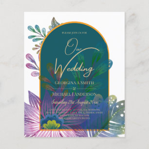 Prospectus 11,4 Cm X 14,2 Cm LeahG Green Purple Gold JEWEL TONES Mariage INVITE
