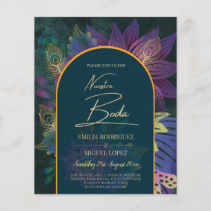 Prospectus 11,4 Cm X 14,2 Cm LeahG Green Purple Gold JEWEL TONES Mariage INVITE